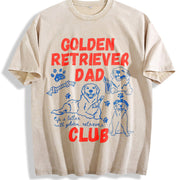 Golden Retriever Dad Club Vintage Washed T-Shirt in Beige