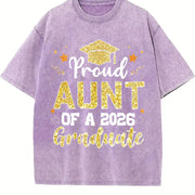 Premium Proud Aunt of a 2026 Graduate for Aunt Senior Vintage Washed T-Shirt in Purple