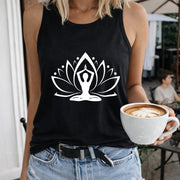 Yoga Lotus Women's Color Cotton Tank Top in Black