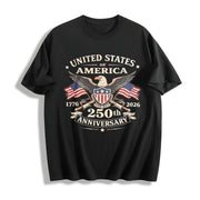 USA 250th Anniversary Cotton T-Shirt in Black