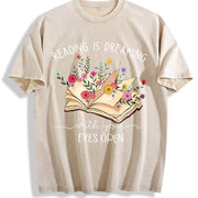 Reading Is a Dream Vintage Washed T-Shirt in Beige