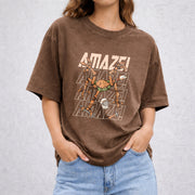 Project Hail Mary Amaze Amaze Amaze Rocky Sci-Fi Graphic vintage washed oversized T-shirt in Brown
