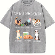Speech Pathology Dogs Vintage Washed T-Shirt in Gray