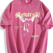 Metatron Angel Salvation Soul Grunge Vintage Washed T-Shirt in Red