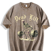 This Is a Skull Perfect for Workouts. It's Made Vintage Washed T-Shirt in Brown