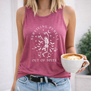 Surviving Purely Out of Spite Crew-neck Sleeveless Vest Women's Color Cotton Tank Top in Red