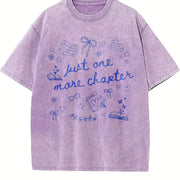 Just One More Chapter Bookish Book Lover Bookish Girly vintage washed oversized T-shirt in Purple