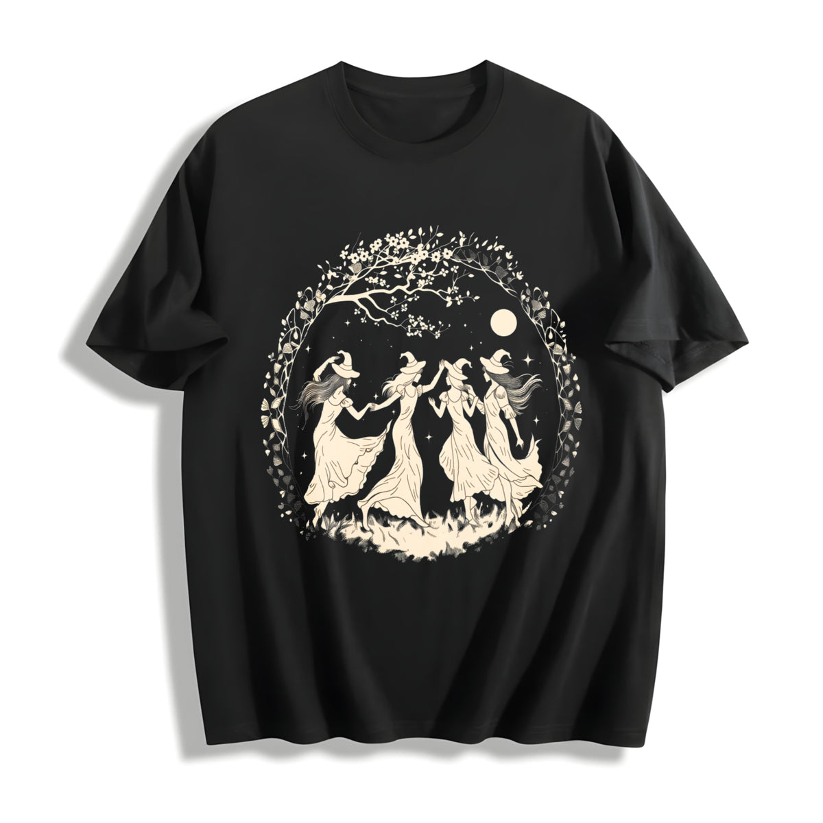 European and American for Halloween Cotton T-Shirt in Black