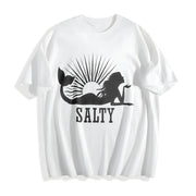 Beach SALTY Mermaid for Spring Cotton T-Shirt in White