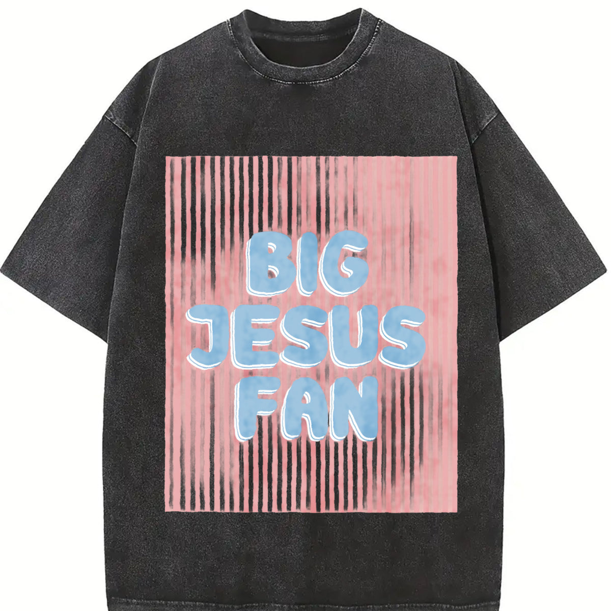 Big Jesus Fan vintage washed oversized T-shirt in Black