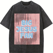 Big Jesus Fan vintage washed oversized T-shirt in Black