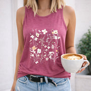 European and American Stylish Tank with Fashionable Prints Women's Color Cotton Tank Top in Red