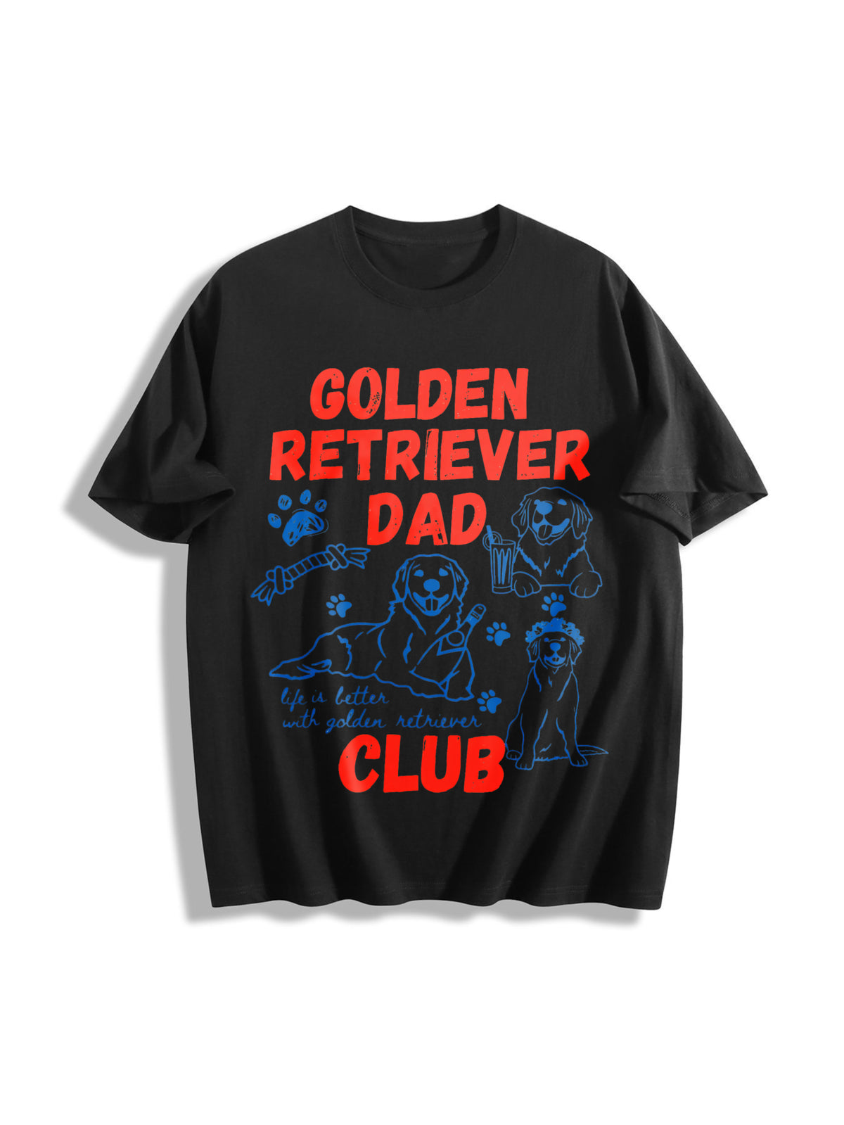 Golden Retriever Dad Club Cotton T-Shirt in Black