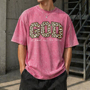 Leopard GOD Good Time Vintage Washed T-Shirt in Red