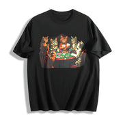 The Poker Cat Cotton T-Shirt in Black