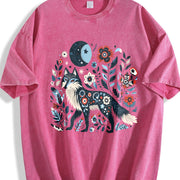 Short-sleeve with Fox & Vintage Washed T-Shirt in Red