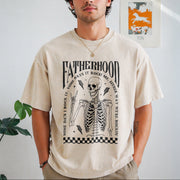 Fatherhood Dad Skeleton Dad First Time Dad Retro Fathers Vintage Washed T-Shirt in Beige