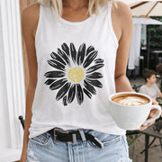 Cartoon Daisy Vest Women's Color Cotton Tank Top in White