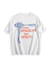 Spaghetti Food Cotton T-Shirt in White
