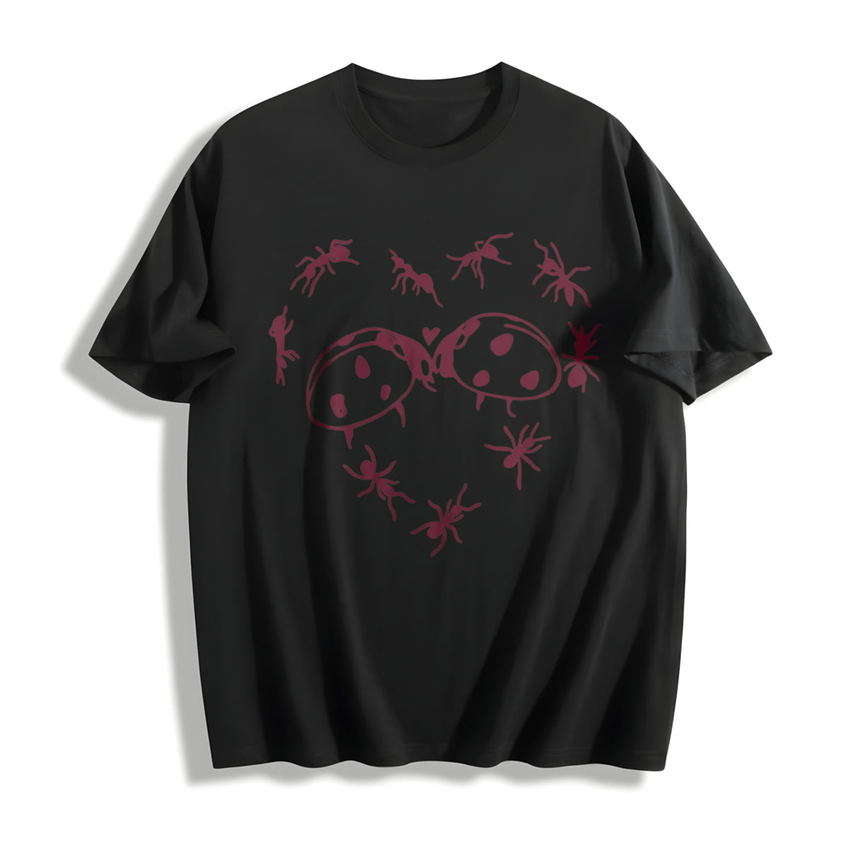 Batik Ants Cotton T-Shirt in Black