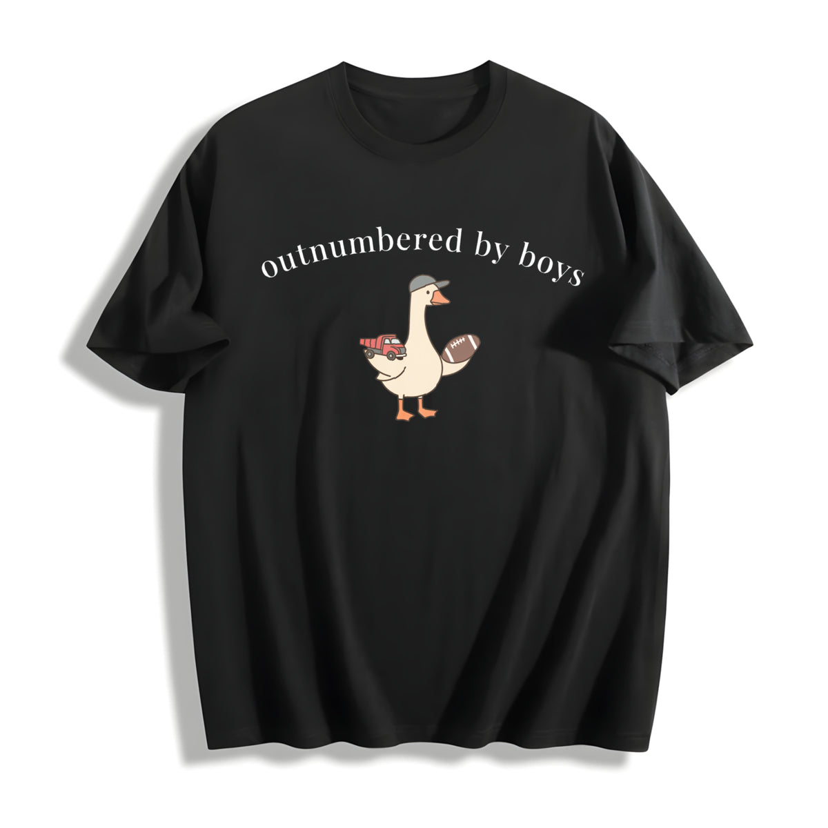Boy Mom Goose Boy Mama Cotton T-Shirt in Black