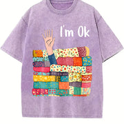 Sewing I’m OK Buried In Vintage Washed T-Shirt in Purple