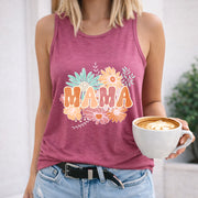 Floral Mama Women's Color Cotton Tank Top in Red