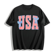 USA 4th of July Patriotic Cotton T-Shirt in Black