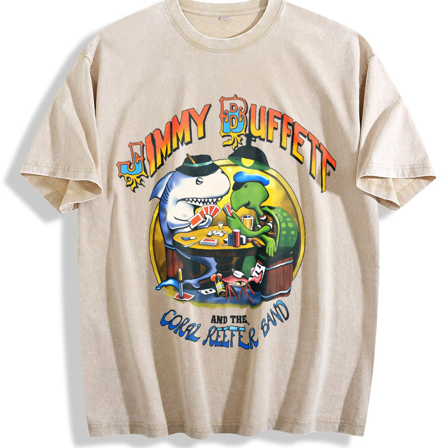 Jimmy Buffett And The Coral Reefer Band Full Size S-5xl vintage washed oversized T-shirt in Beige