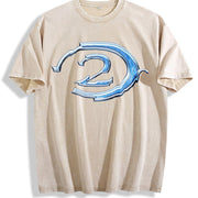 Retro Halo 2 Gaming Vintage Washed T-Shirt in Beige