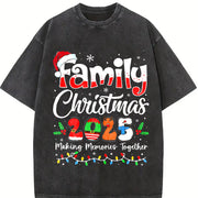 Family Christmas 2025 Vintage Washed T-Shirt in Black