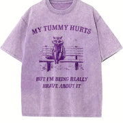 My Tummy Hurts Raccoon Vintage Washed T-Shirt in Purple