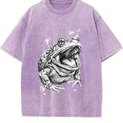 Toad 90s Retro ® Frog Grunge Y2k Vintage Washed T-Shirt in Purple