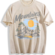 Mountains for Dad Friends Vintage Washed T-Shirt in Beige