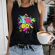 I Love the 80s Women's Color Cotton Tank Top in Black