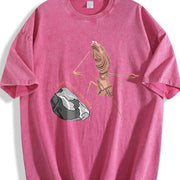 Marcus The Worm Humorous Meme Brain Rot vintage washed oversized T-shirt in Red