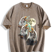 Eagle Howling to Moon 90s Vintage Washed T-Shirt in Brown