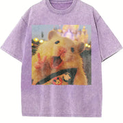 A Hamster Made from Premium Batik Vintage Washed T-Shirt in Purple