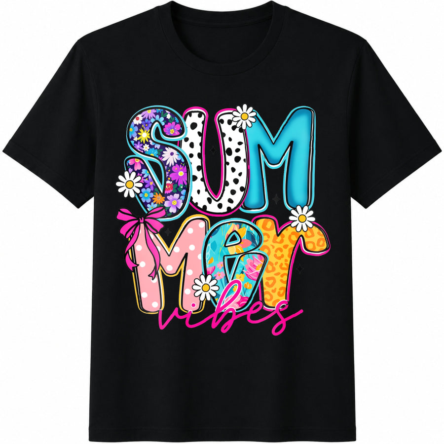 Floral Vibes Cotton T-Shirt in Black