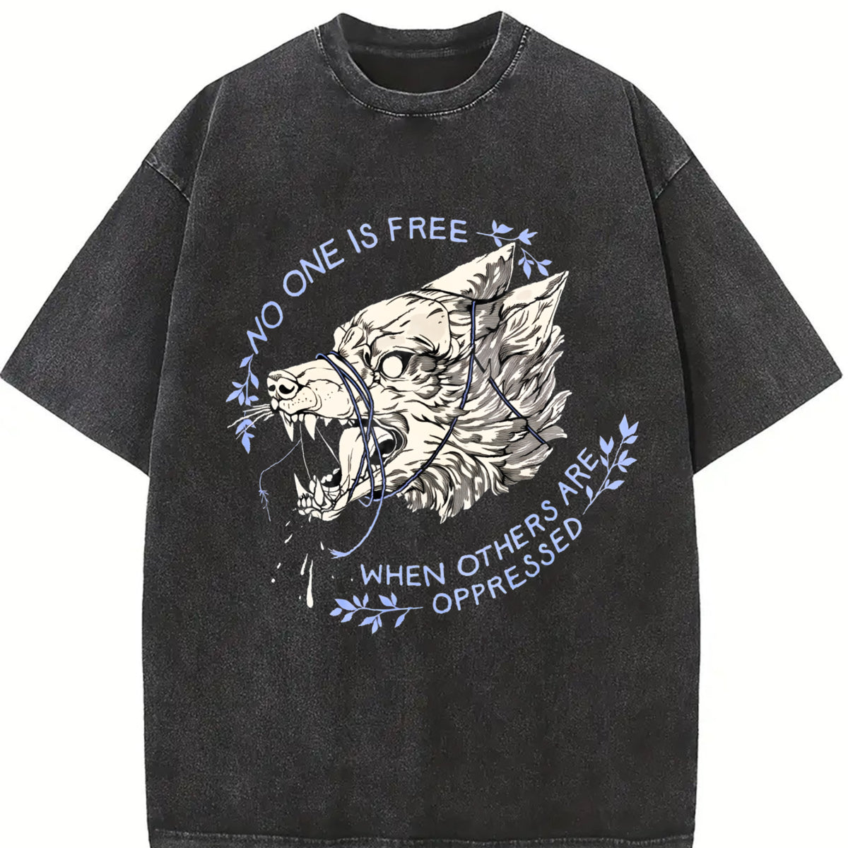 Faded Pure with a Wolf Head Vintage Washed T-Shirt in Black