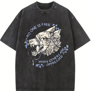 Faded Pure with a Wolf Head Vintage Washed T-Shirt in Black