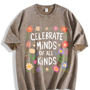Celebrate Minds of for All Kinds Vintage Washed T-Shirt in Brown