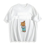 Chill Guy Where the Huzz At Cotton T-Shirt in White