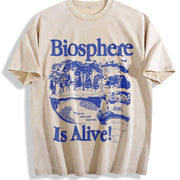Biosphere Science Retro Biology Nature Vintage Washed T-Shirt in Beige