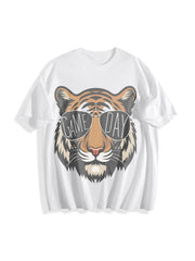 Tigers with Game Day Glasses Game Day Mascot Cotton T-Shirt in White