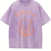 Yeshua Lion of Judah Revelation 5:5 Christian Vintage Washed T-Shirt in Purple