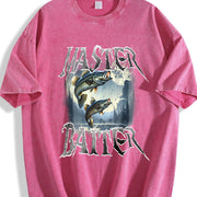 Master Baiter Retro Vintage Washed T-Shirt in Red