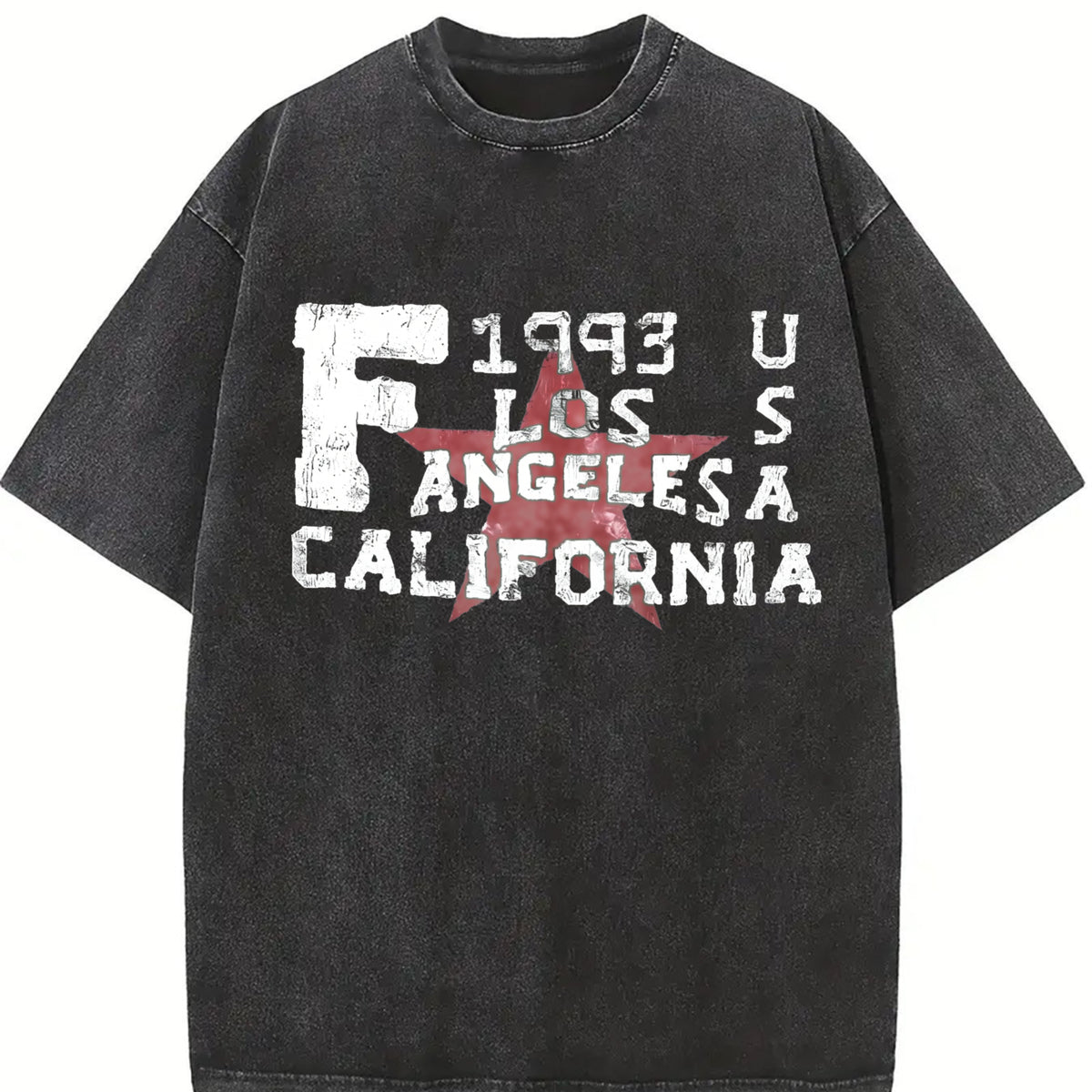Los Angeles California 1993 Tank Vintage Washed T-Shirt in Black