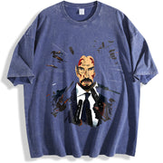 JWick Comic Style vintage washed oversized T-shirt in Blue