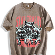 Stay Trashy Retro Vintage Washed T-Shirt in Brown